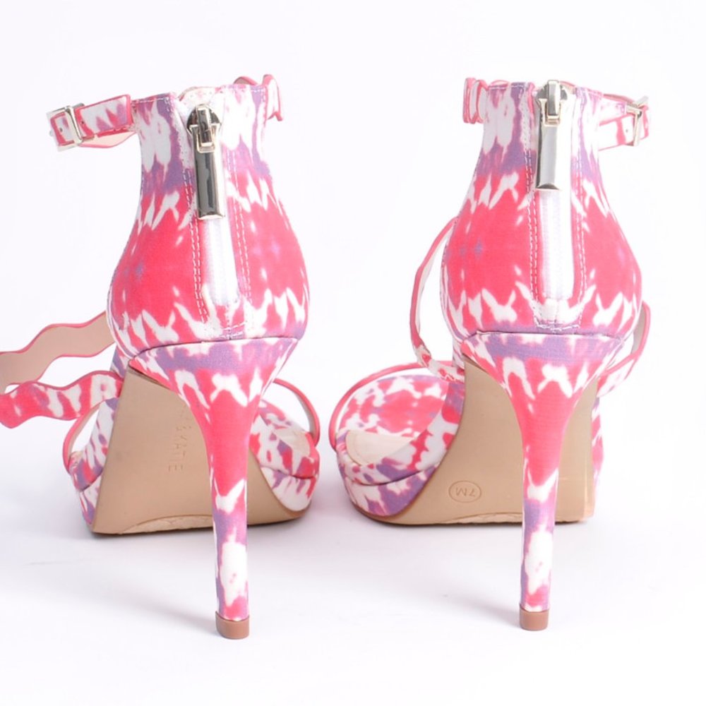Kelly and Katie, Womens Pink Multi Strappy Zip Heels Shoes Size 7M - Picture 4 of 9